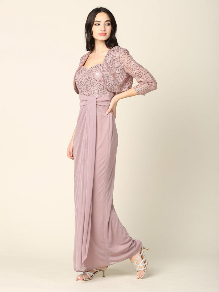 Long Mother of the Bride 2 Piece Formal Bolero Dress - The Dress Outlet
