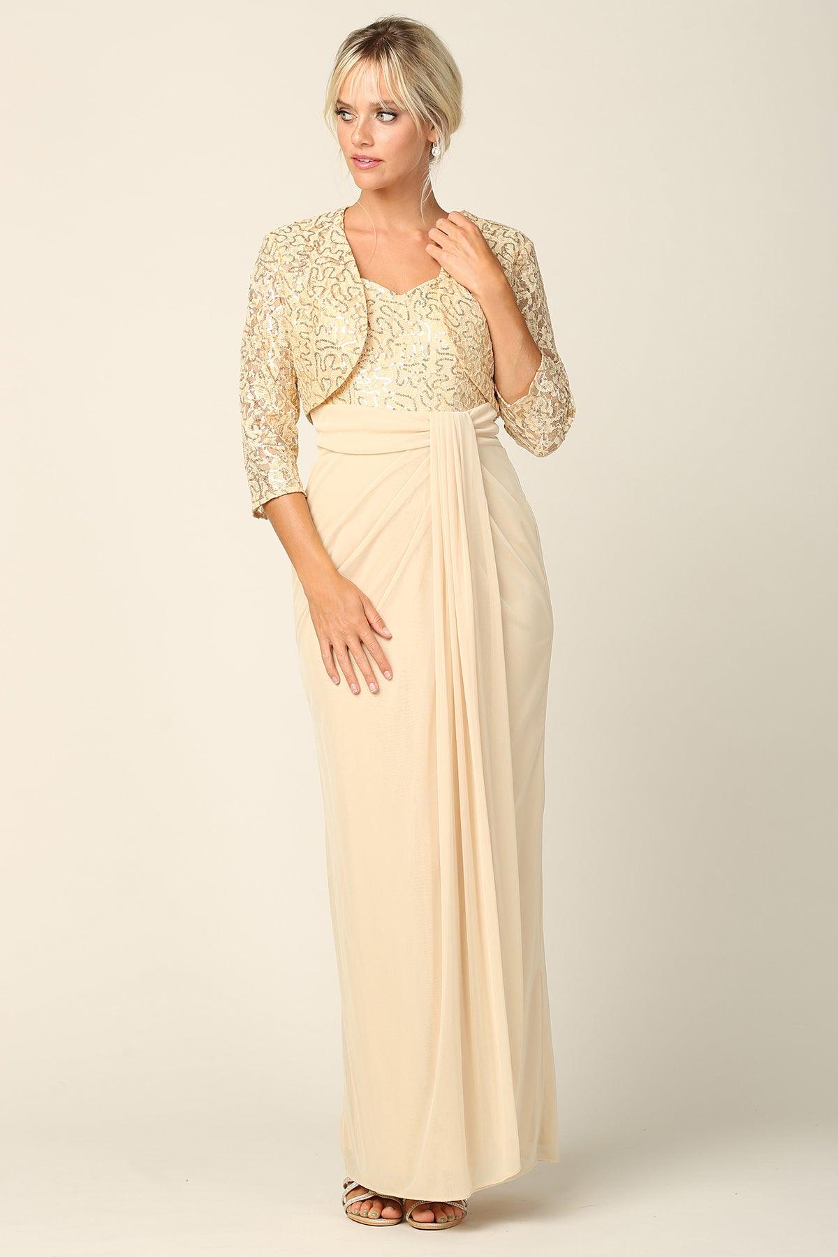Long Mother of the Bride 2 Piece Formal Bolero Dress - The Dress Outlet