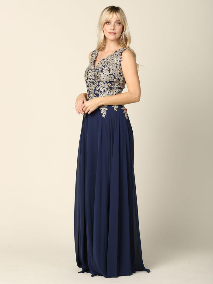 Long Mother of the Bride Chiffon Formal Dress - The Dress Outlet