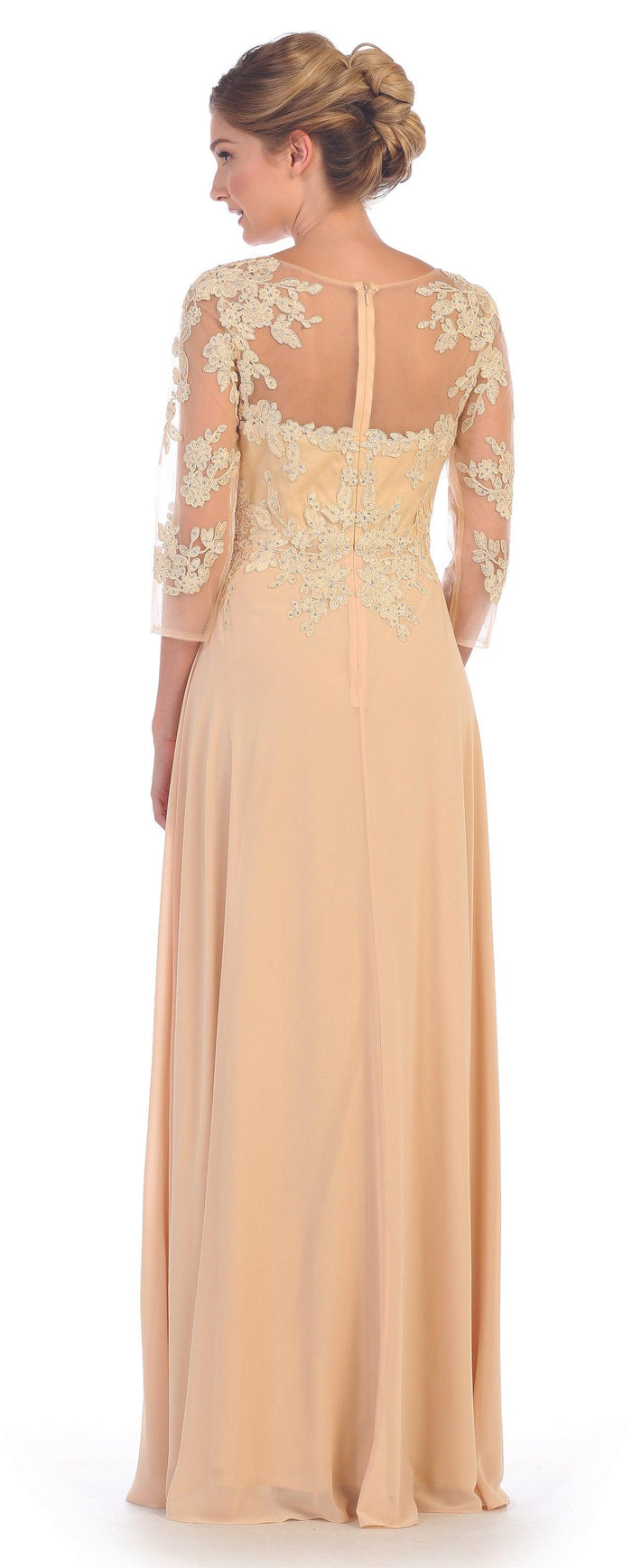Long Mother of the Bride Formal Chiffon Dress Champagne