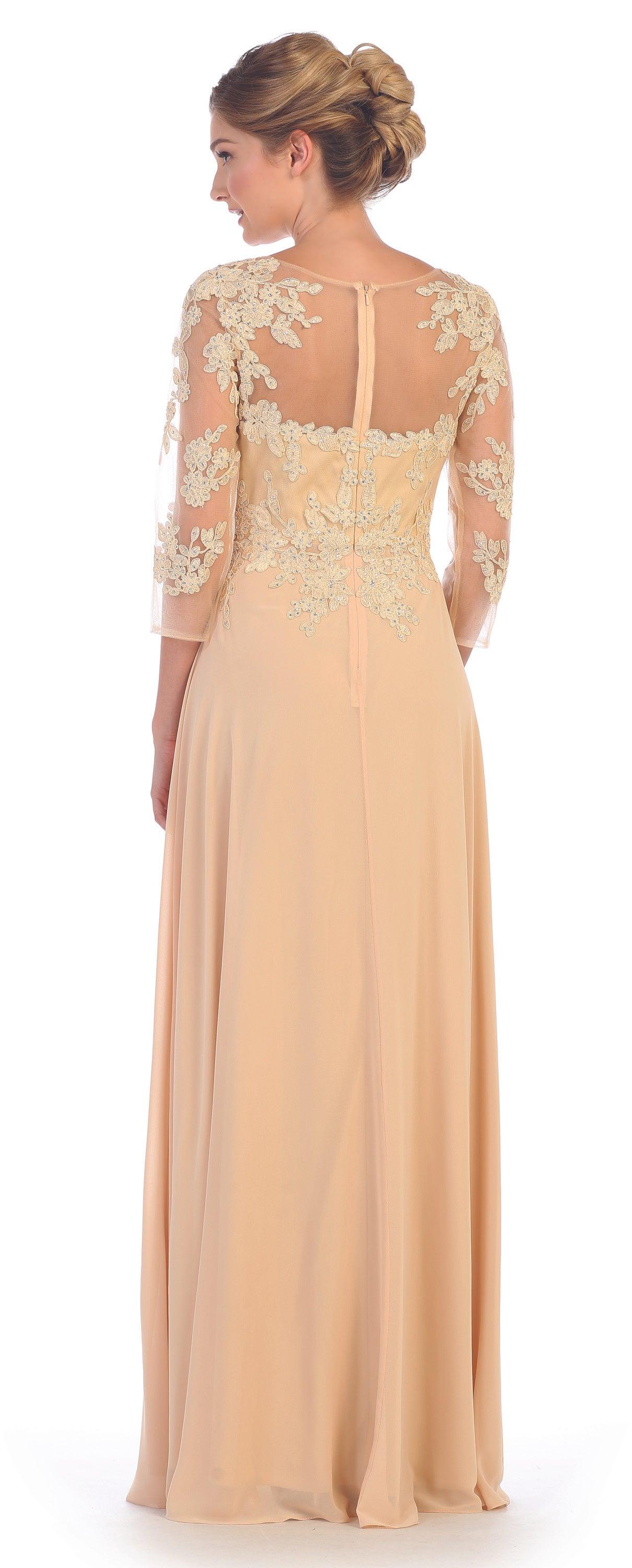 Long Mother of the Bride Formal Chiffon Dress Champagne
