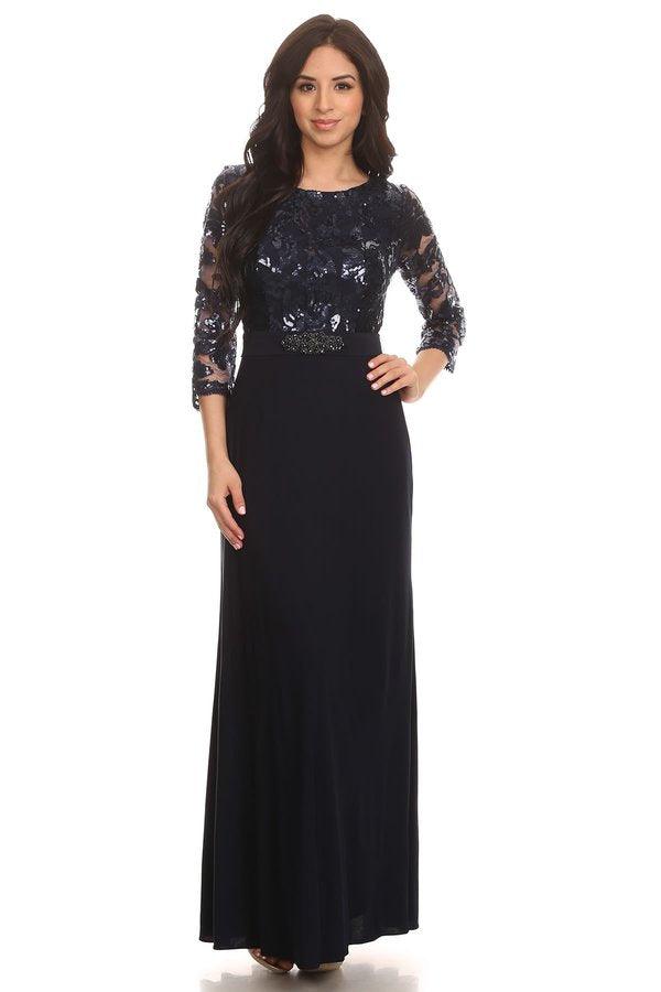 Long Mother of the Bride Formal Evening Gown - The Dress Outlet