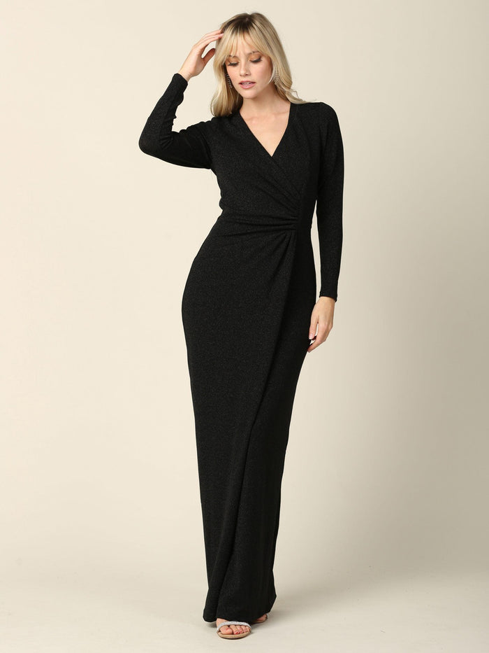 Long Mother of the Bride Formal Metallic Dress - The Dress Outlet