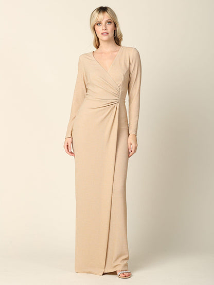 Long Mother of the Bride Formal Metallic Dress - The Dress Outlet