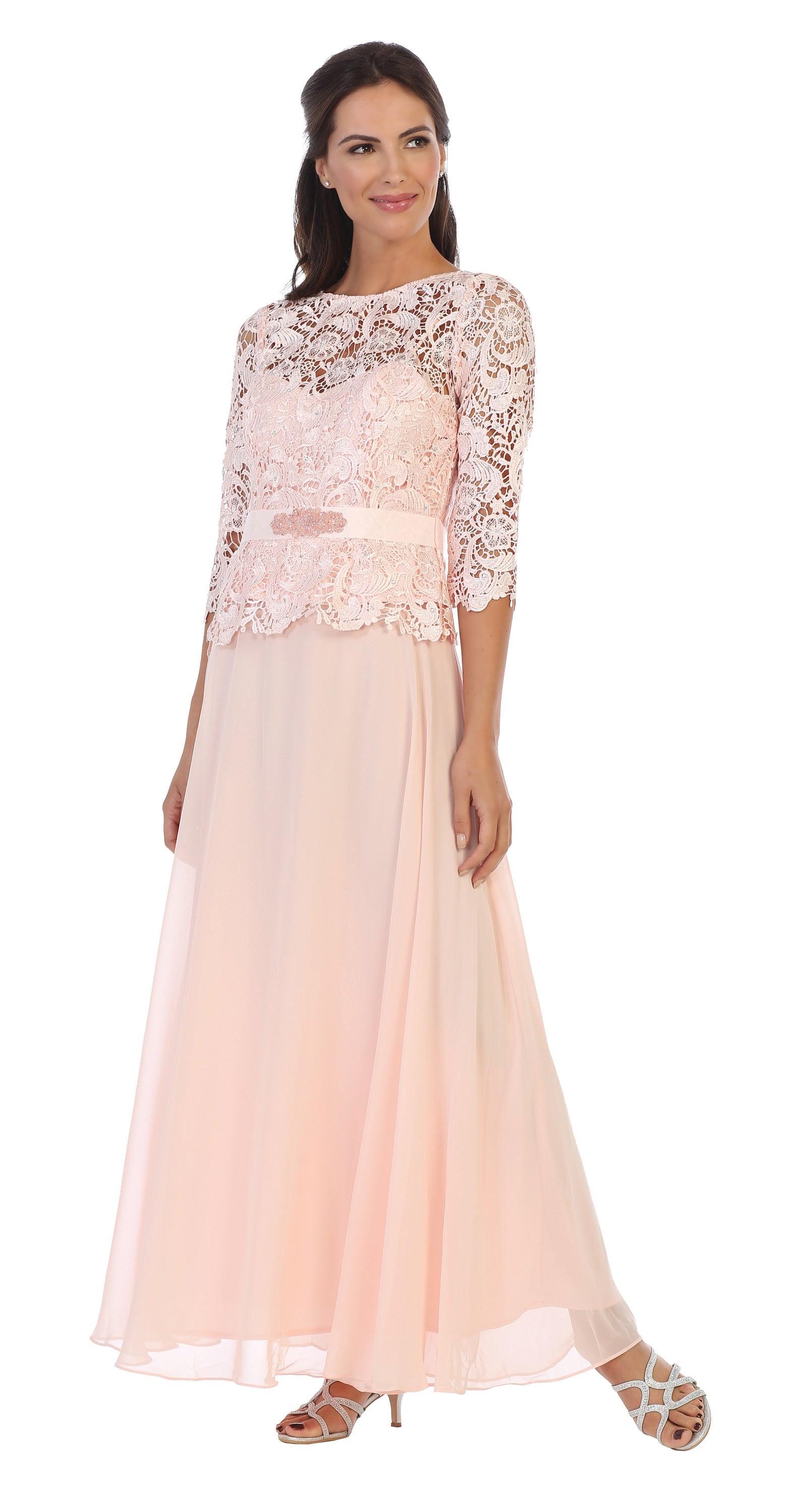 Marina chiffon online popover lace gown