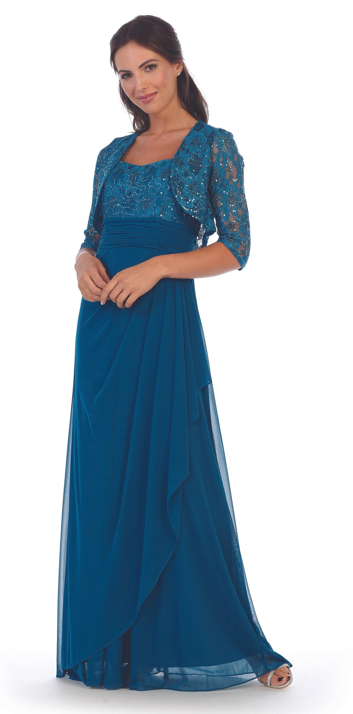 Plum Eva Fashion 3094 Long Mother of the Bride Jacket Dress