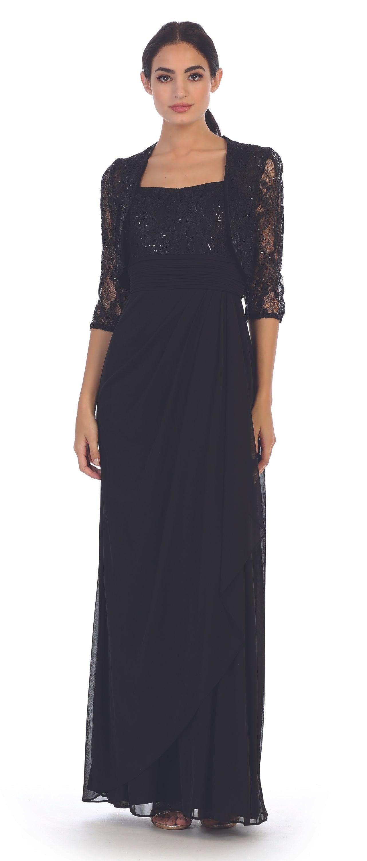 Long Mother of the Bride Lace Chiffon Jacket Dress - The Dress Outlet
