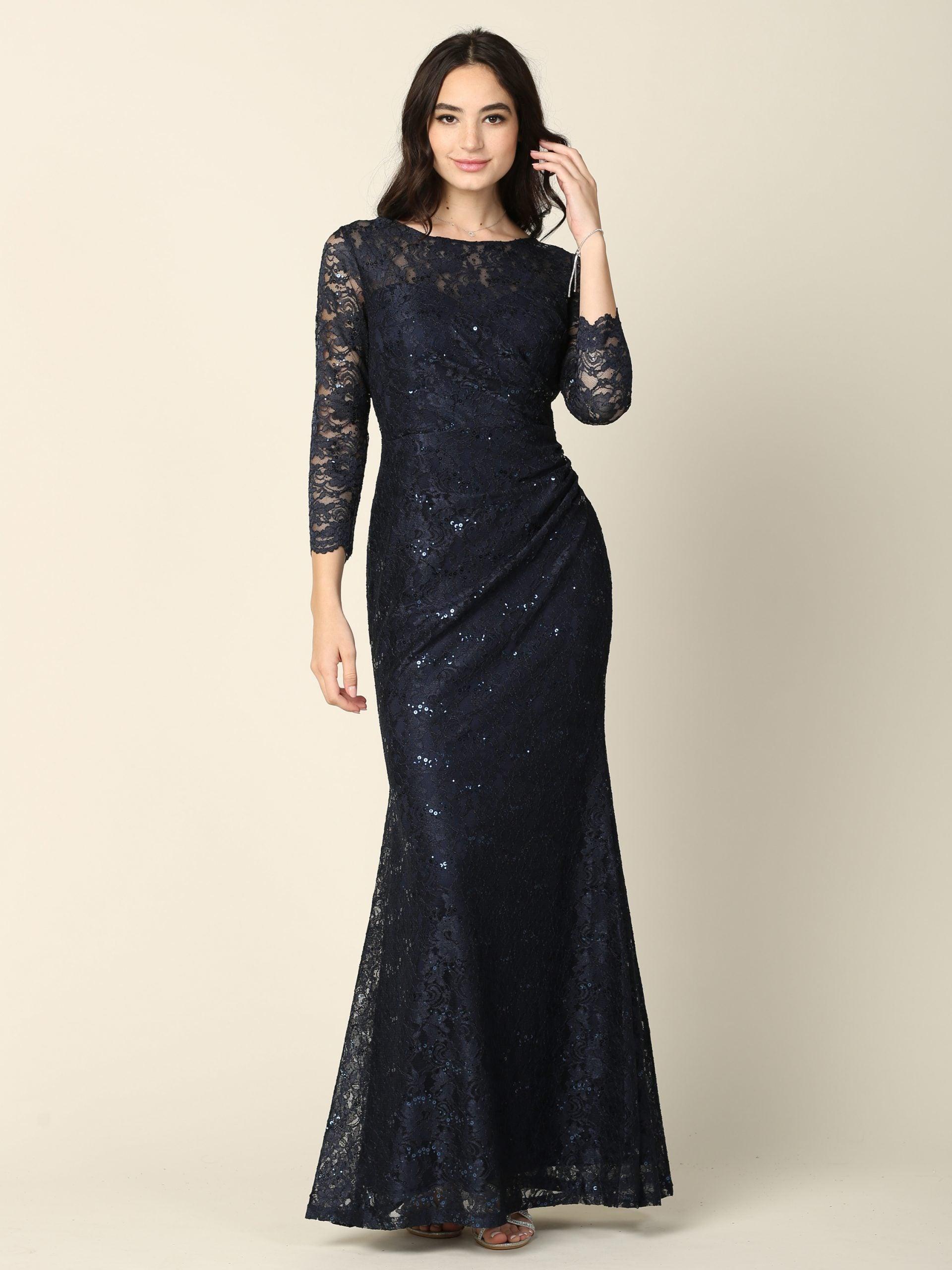 Long Mother of the Bride Lace Formal Dress