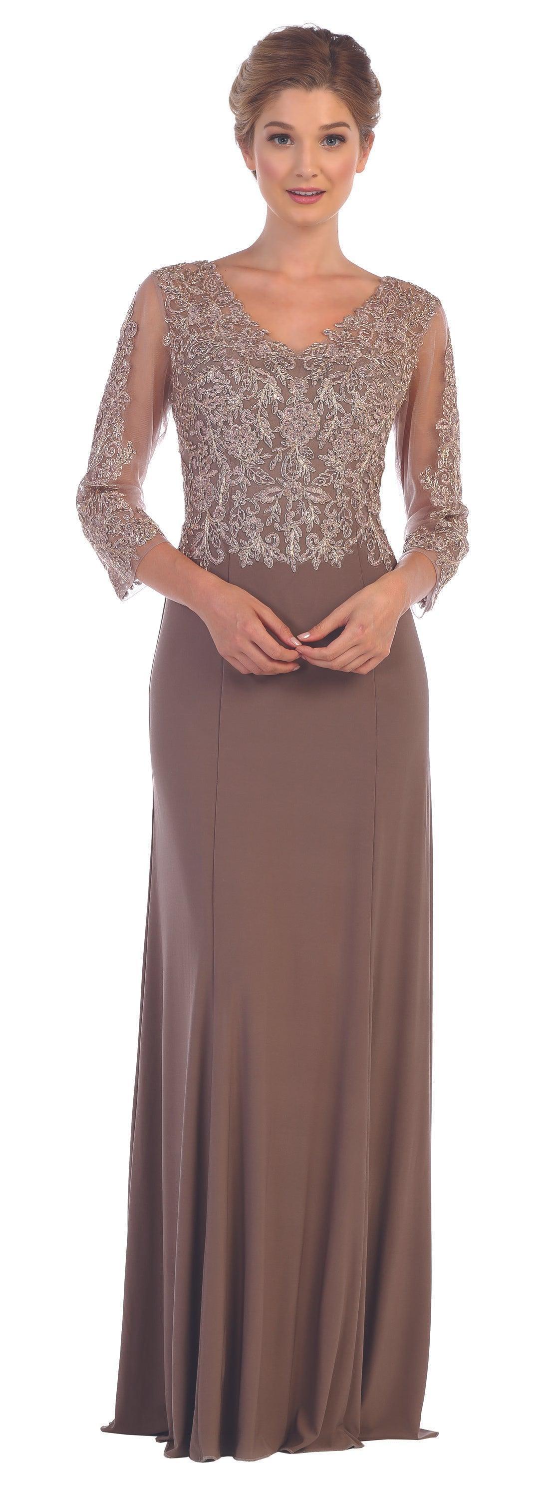 Long Mother of the Bride Long Sleeve Formal Dress Sale - The Dress Outlet
