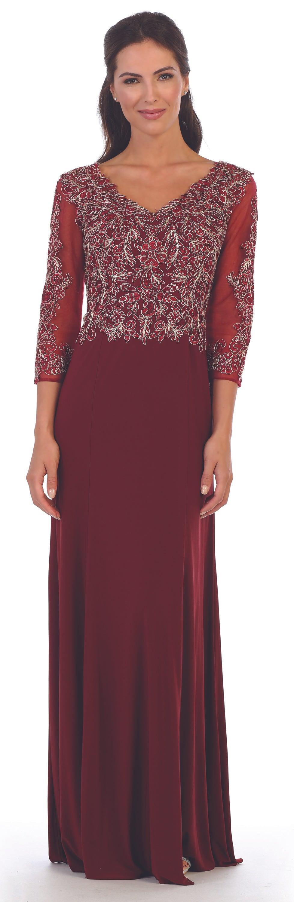 Long Mother of the Bride Long Sleeve Formal Dress Sale - The Dress Outlet