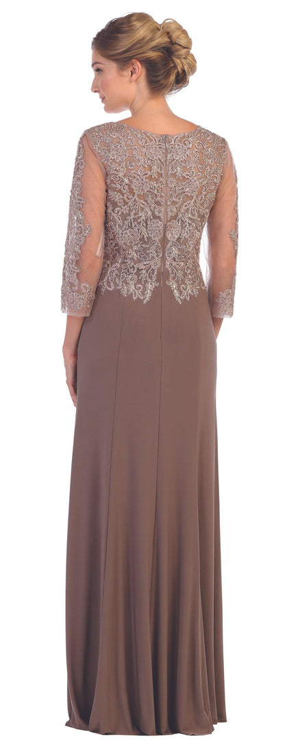 Long Mother of the Bride Long Sleeve Formal Dress - The Dress Outlet