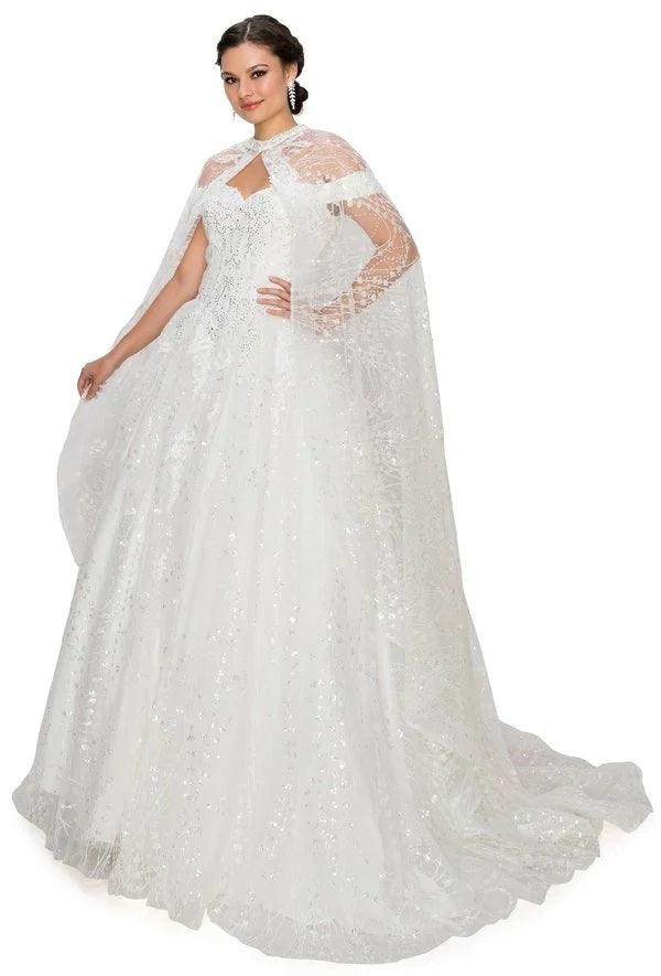 Long Off Shoulder Ball Gown Quinceanera Cape Dress