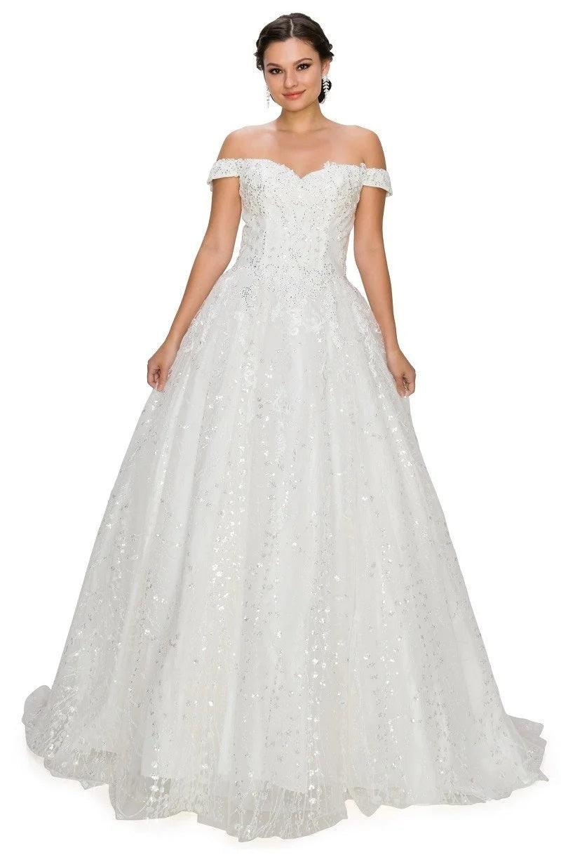 Long Off Shoulder Ball Gown Quinceanera Cape Dress