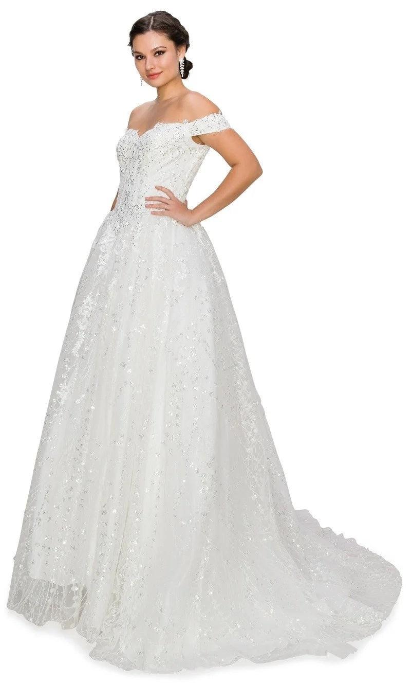Long Off Shoulder Ball Gown Quinceanera Cape Dress