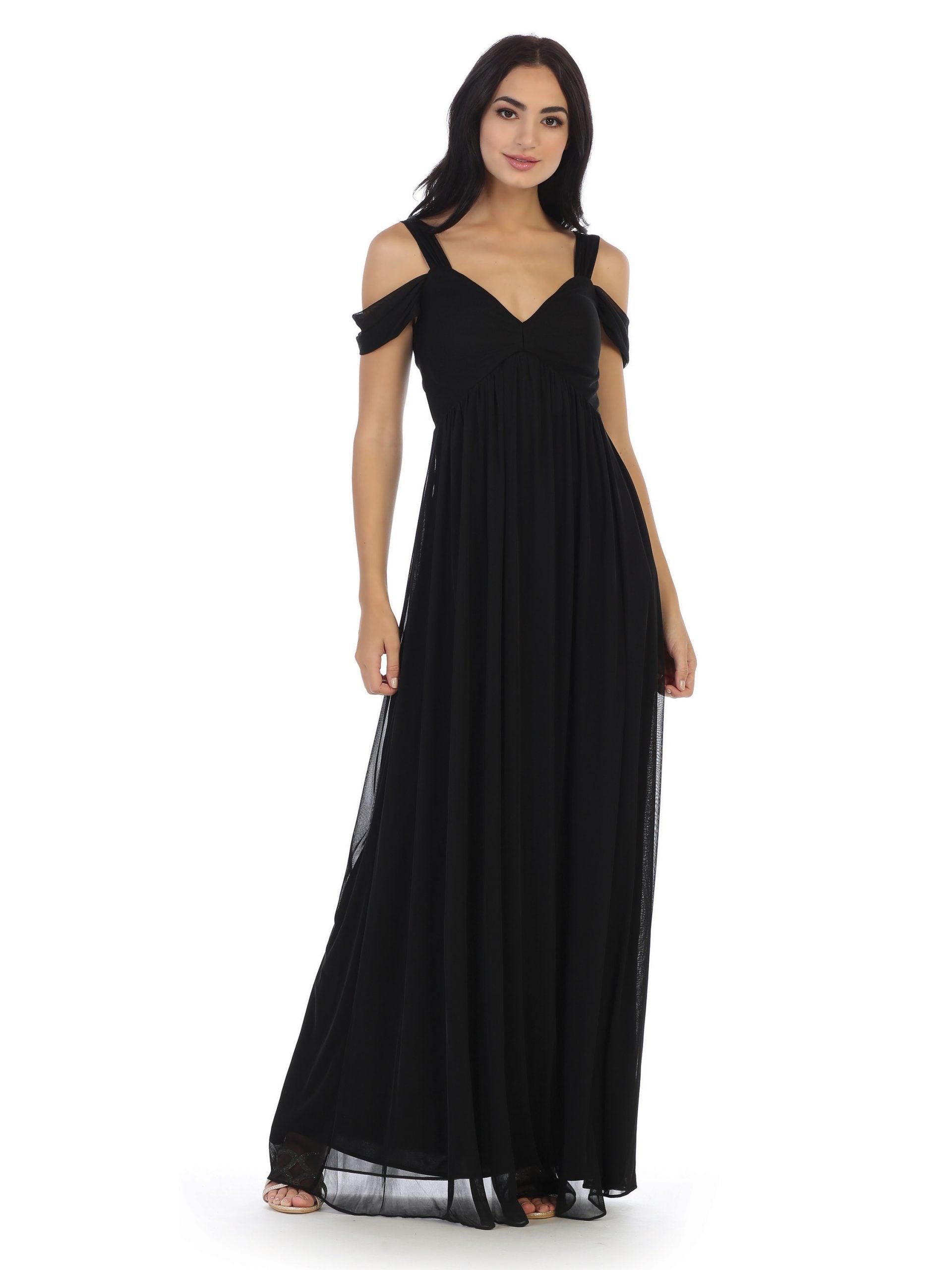 Long Off Shoulder Bridesmaids Dress - The Dress Outlet
