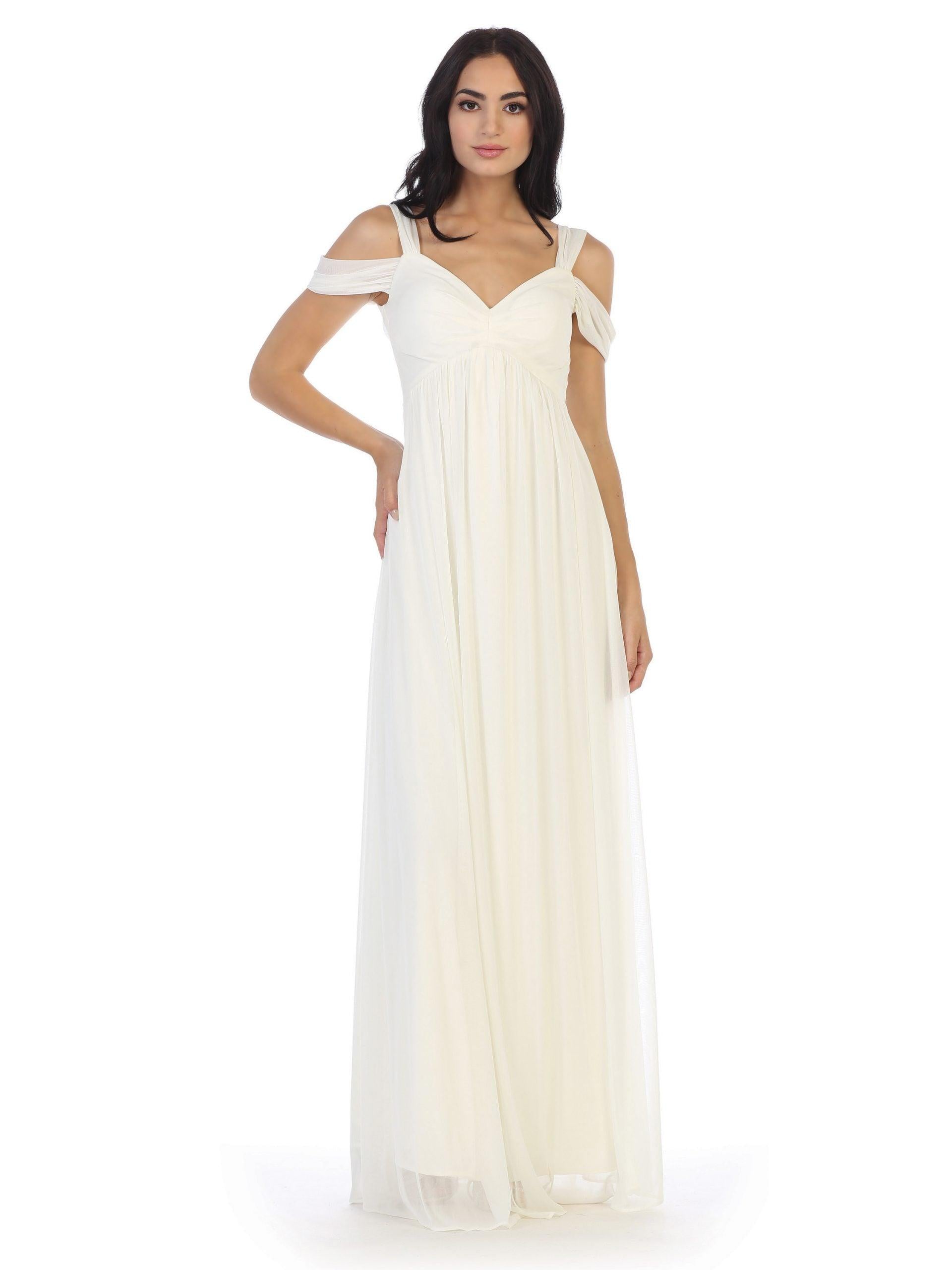 Long Off Shoulder Bridesmaids Dress - The Dress Outlet