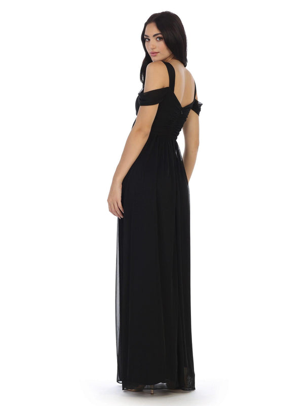 Long Off Shoulder Bridesmaids Dress - The Dress Outlet