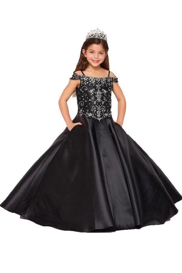 Long Off Shoulder Flower Girls Dress