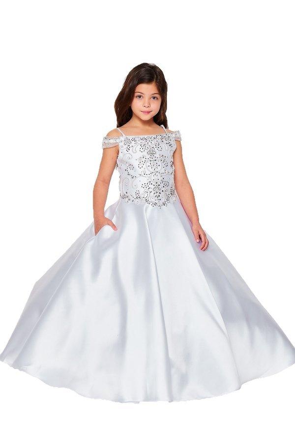 Long Off Shoulder Flower Girls Dress