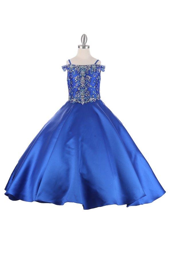 Long Off Shoulder Flower Girls Dress