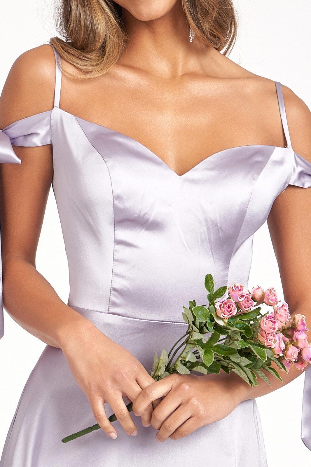 Long Off Shoulder Formal Bridesmaid Dress - The Dress Outlet