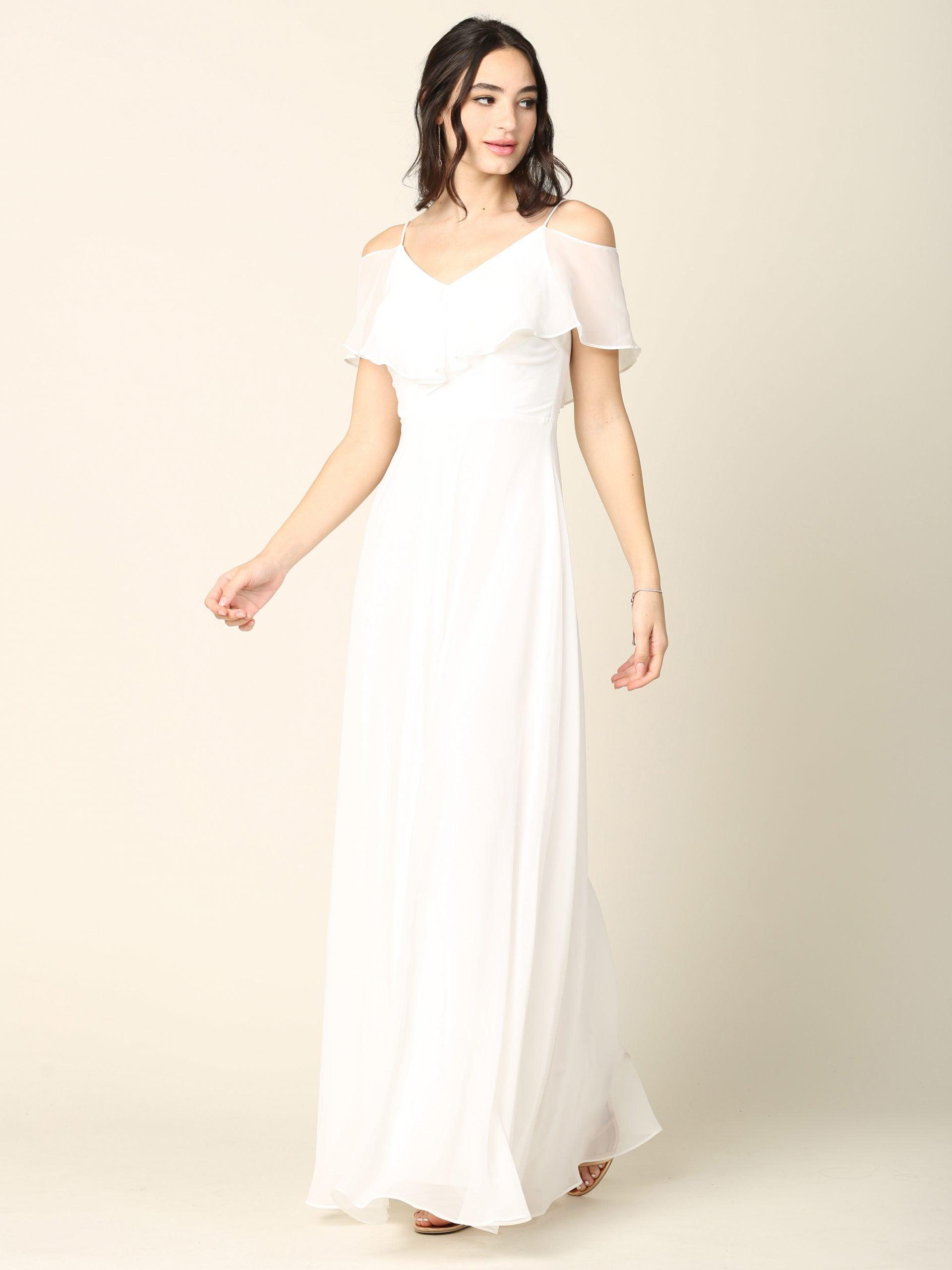 Long Off Shoulder Formal Bridesmaids Chiffon Dress