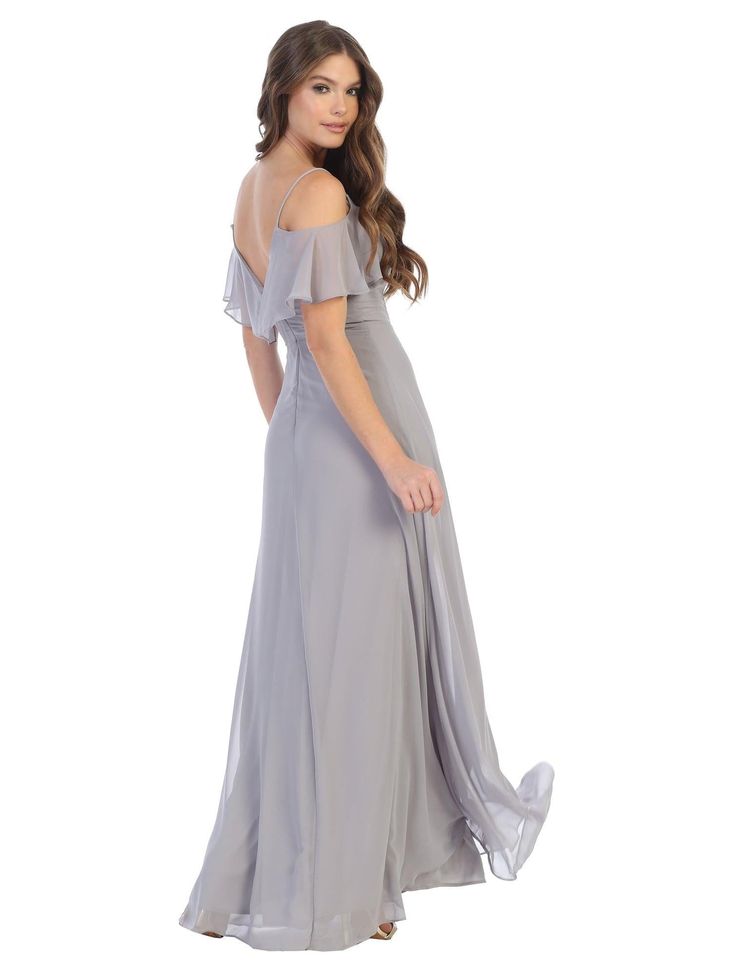 Long Off Shoulder Formal Bridesmaids Dress - The Dress Outlet