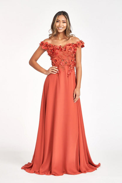 Long Off Shoulder Formal Chiffon Prom Gown Sienna