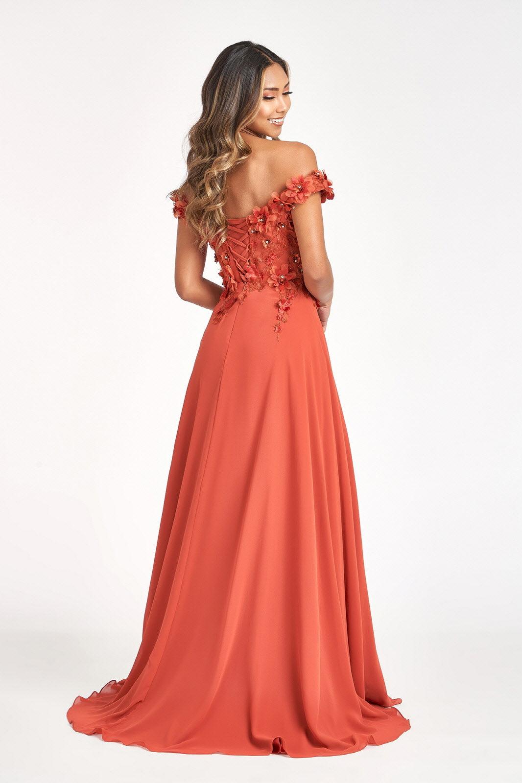 Long Off Shoulder Formal Chiffon Prom Gown Sienna
