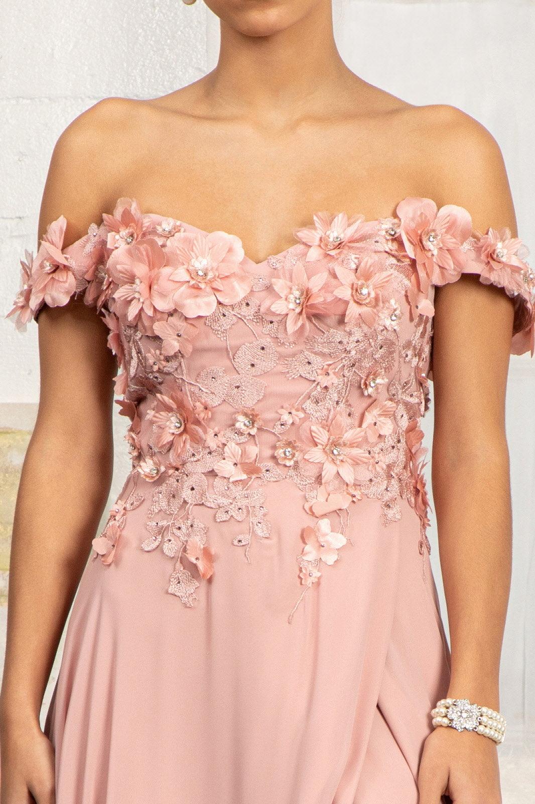 Silver Long Off Shoulder Formal Chiffon Prom Gown for $204.99 – The