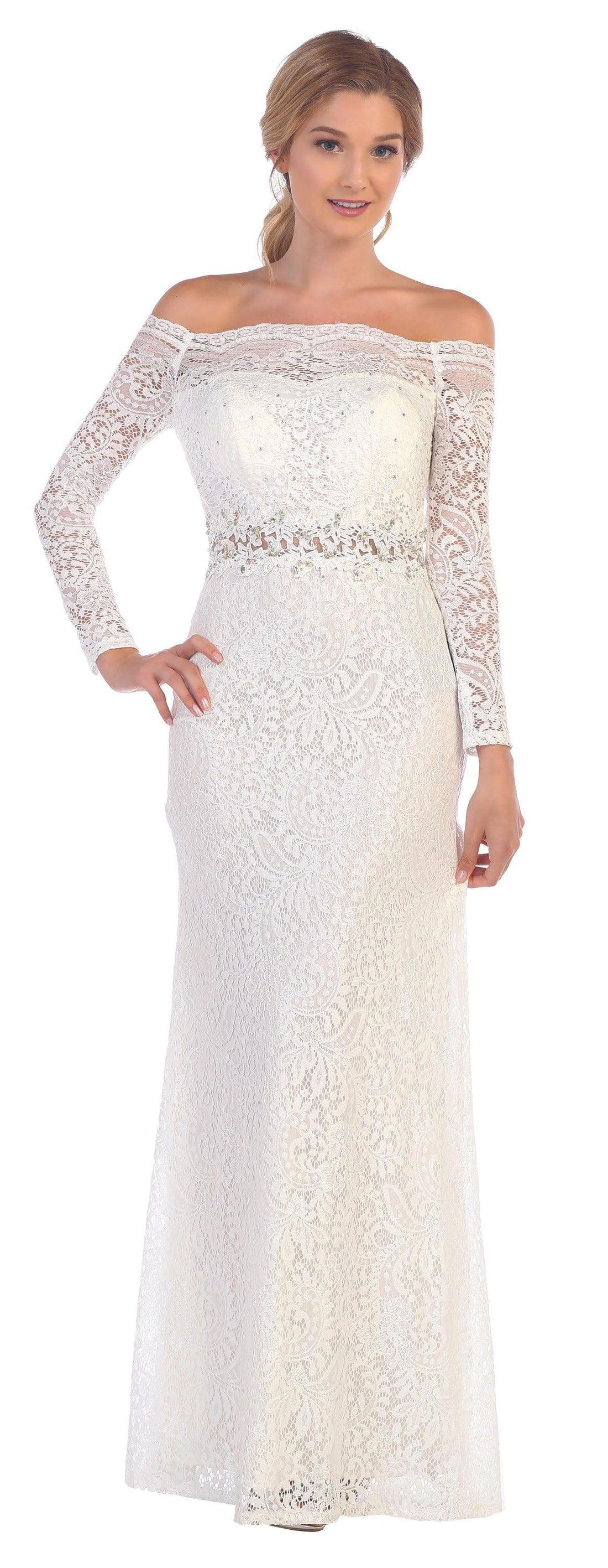 White lace off shoulder dress with pleated design, suitable for parties, dates and other occasions