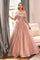 Long Off Shoulder Prom Gown Rose Gold