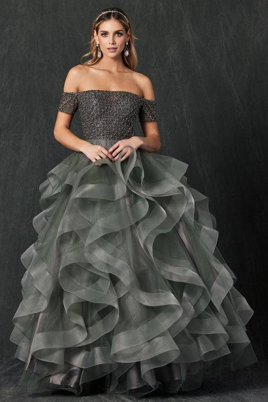 Long Off Shoulder Quinceanera Ball Gown