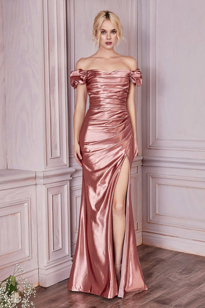 Long Off Shoulder Sexy Prom Dress Rose Gold