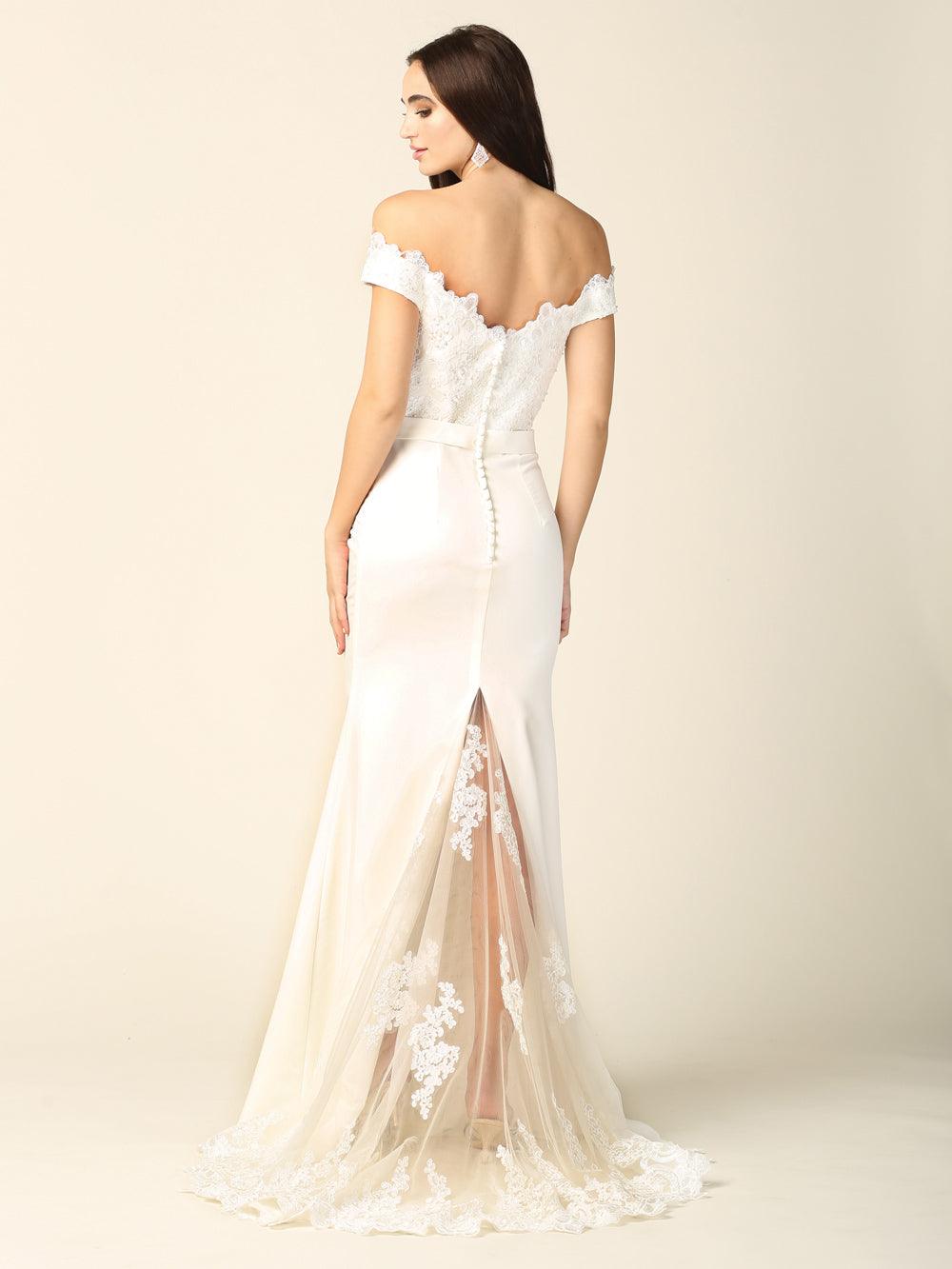 Long Off Shoulder Wedding Dress