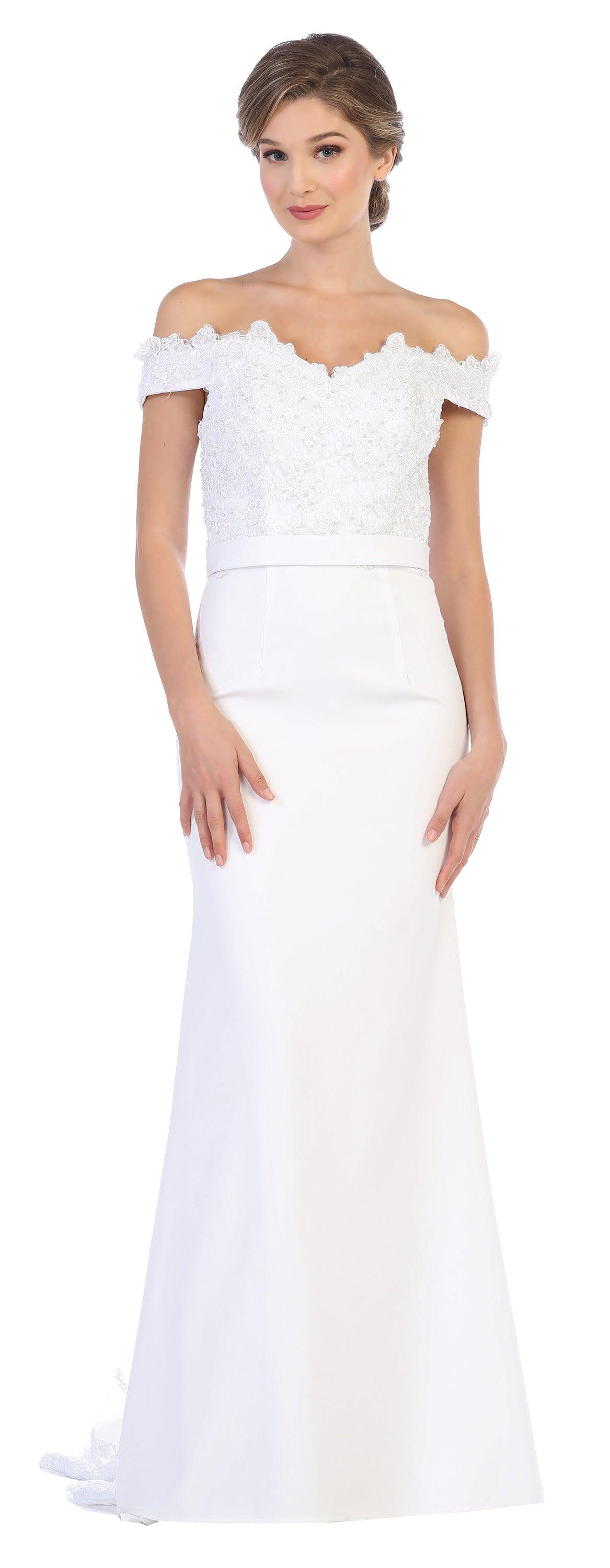 Long Off Shoulder Wedding Dress