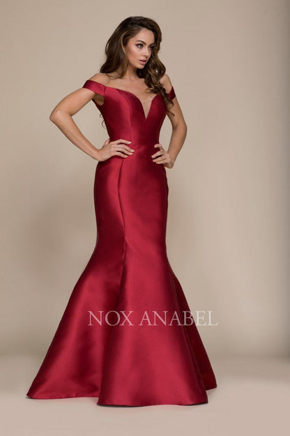 Long Off The Shoulder Fitted Formal Prom Dress Evening Gown Sale - The Dress Outlet
