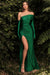 Long One Shoulder Formal Dress Emerald