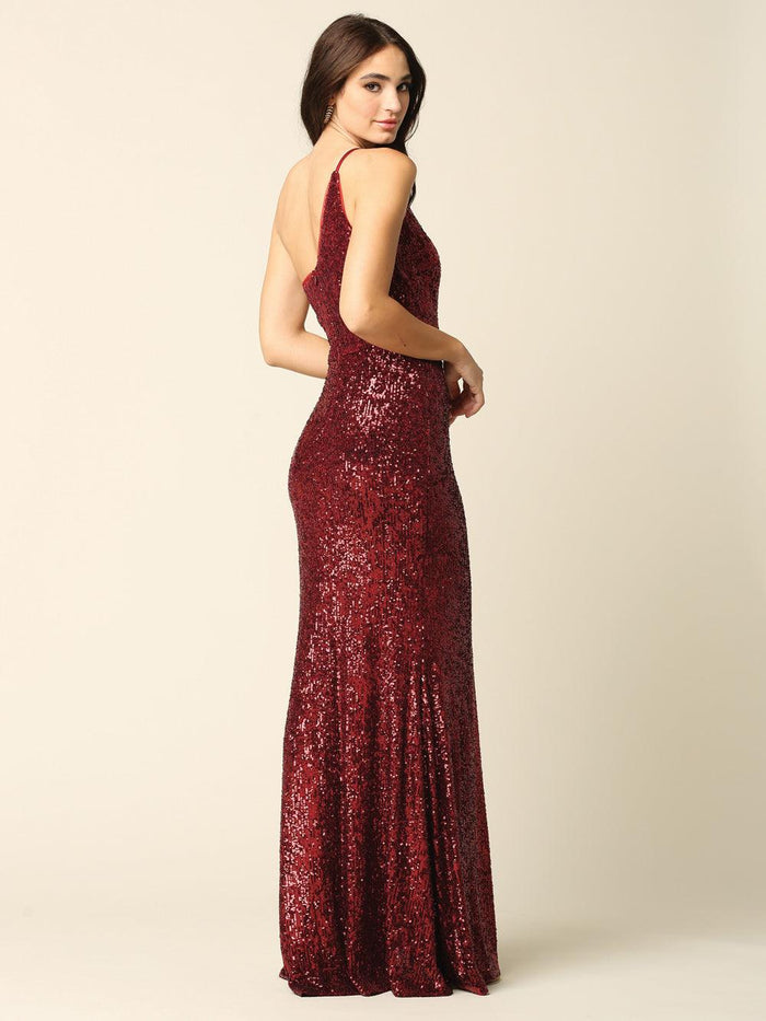 Long One Shoulder Formal Fitted Prom Dress - The Dress Outlet