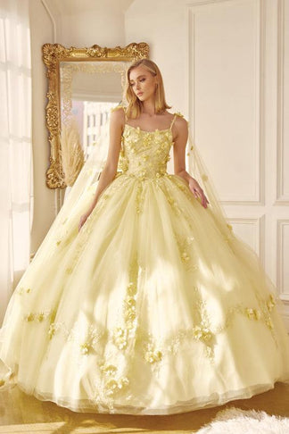 Emerald Crystal Ball Gown Quinceanera Dress with Cape main image 1