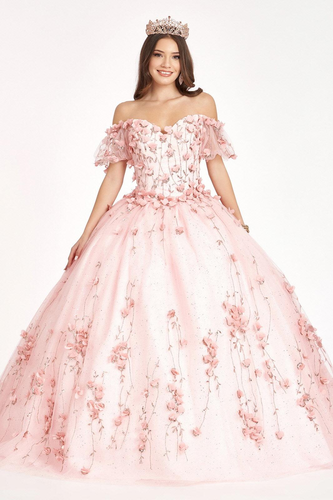 Long Quinceanera Dress Glitter Mesh Ball Gown - The Dress Outlet