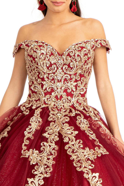 Long  Quinceanera Dress Off Shoulder Ball Gown - The Dress Outlet