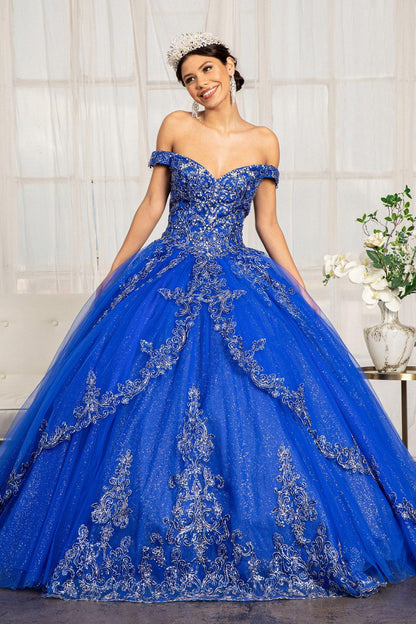 Long  Quinceanera Dress Off Shoulder Ball Gown - The Dress Outlet