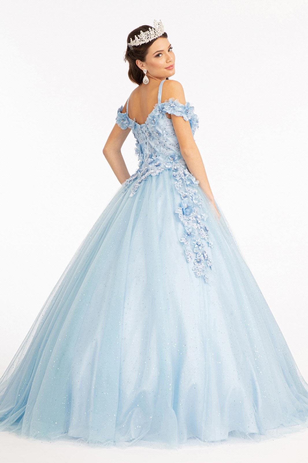 Long Quinceanera Dress Off Shoulder Floral Ball Gown