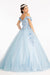 Long Quinceanera Dress Off Shoulder Floral Ball Gown - The Dress Outlet