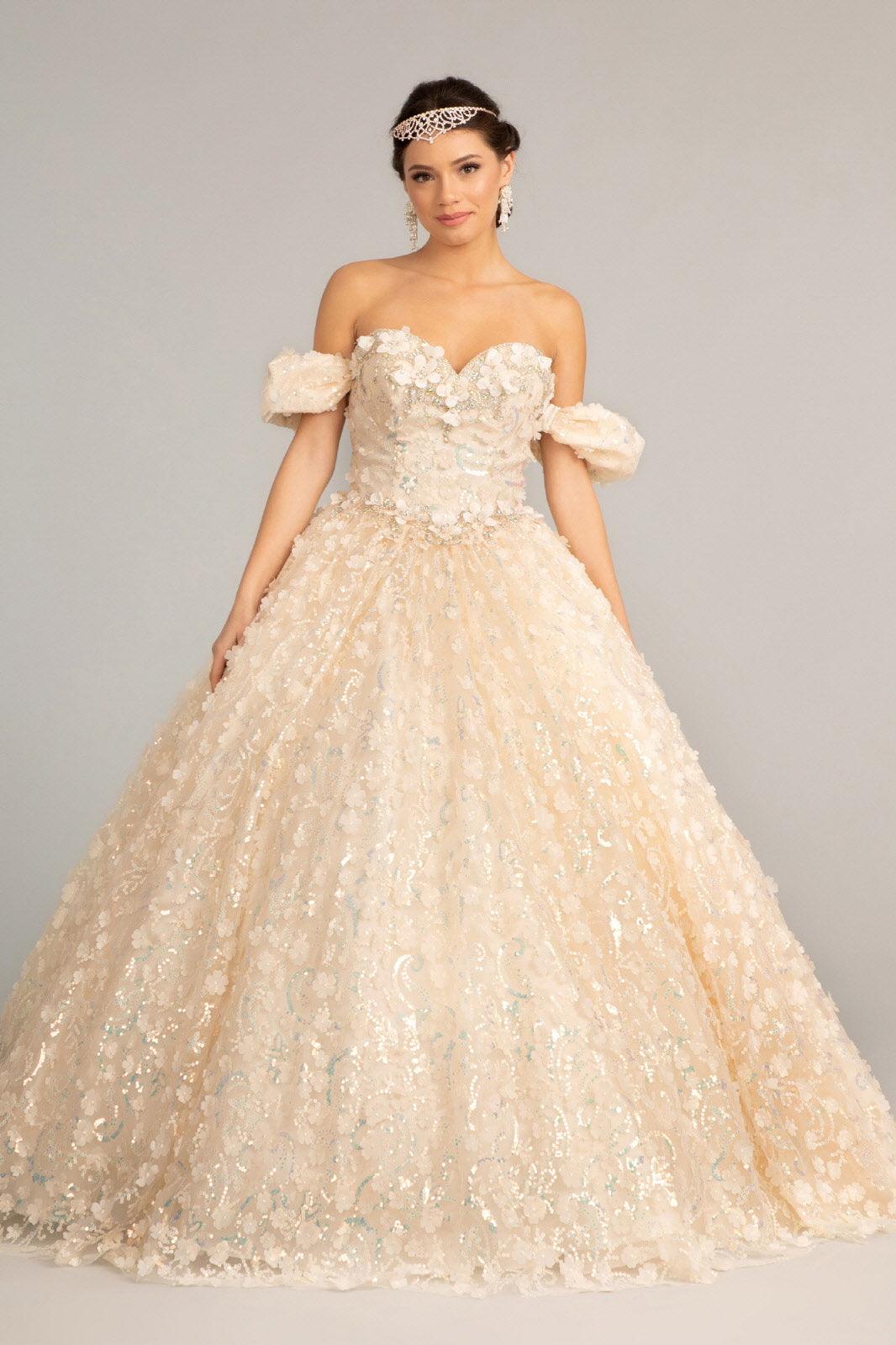 green emerald velvet dress Ball Gown Blue Prom Dress with Delicate Gold Leaf Lace main image 0