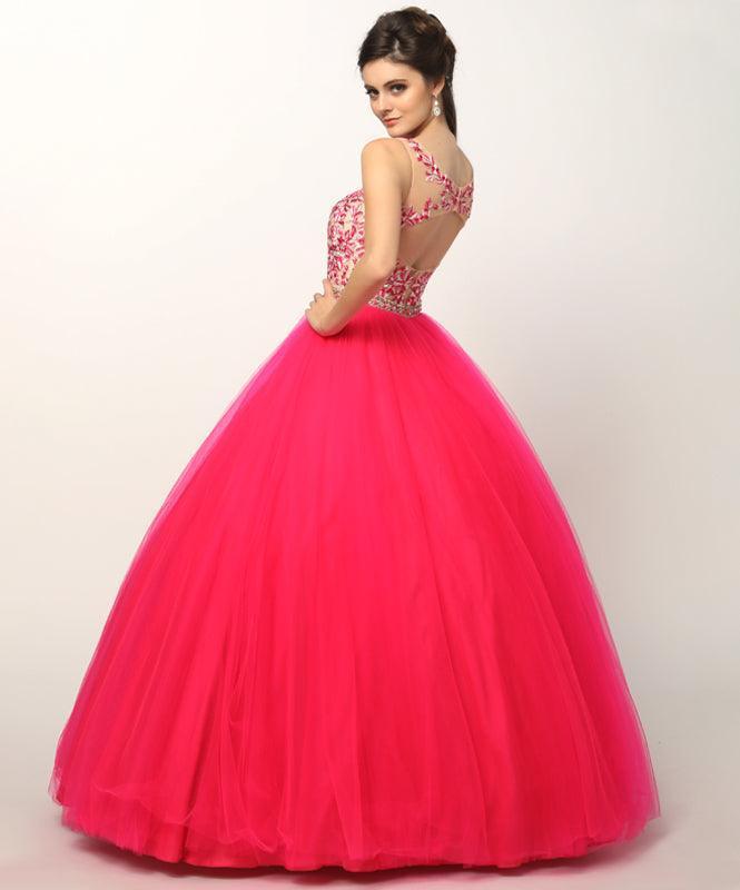 Long Quinceanera Dress Sweet 16 Floral Ball Gown - The Dress Outlet