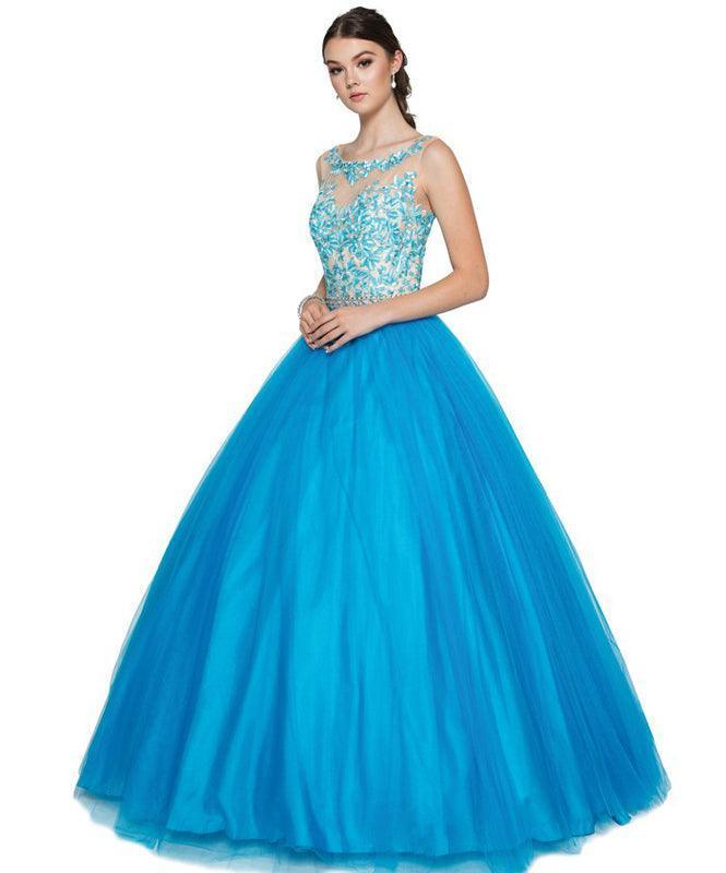 Long Quinceanera Dress Sweet 16 Floral Ball Gown - The Dress Outlet