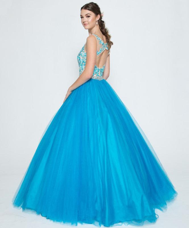Long Quinceanera Dress Sweet 16 Floral Ball Gown - The Dress Outlet