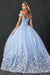 Long Quinceanera Off Shoulder Floral Ball Gown - The Dress Outlet